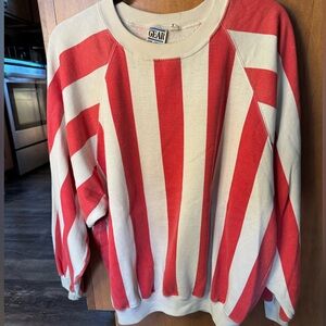 Vintage Striped Crewneck - white & red - worn
